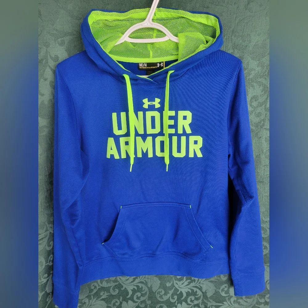 Under Armour Royal Blue Hoodie with Lime Accents - Picture 1 of 3